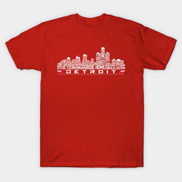 Detroit Hockey Team All Time Legends, Detroit City Skyline T-Shirt by Baswan D'apparel Ish